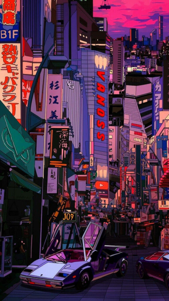 Retro Tokyo Neon Wallpaper: Vibrant Cityscape & Cyberpunk Aesthetic