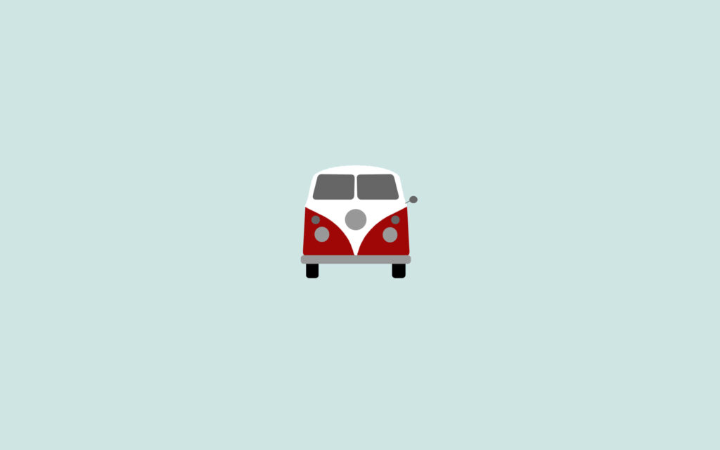 Retro Minimalist Van Wallpaper on Light Blue Background