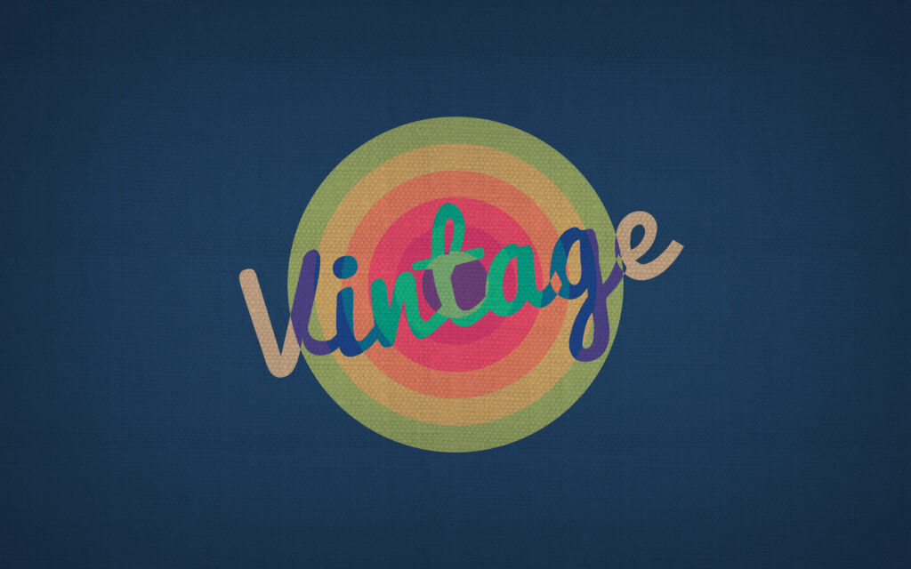 Vintage Retro Wallpaper with Colorful Circles on Deep Blue Background