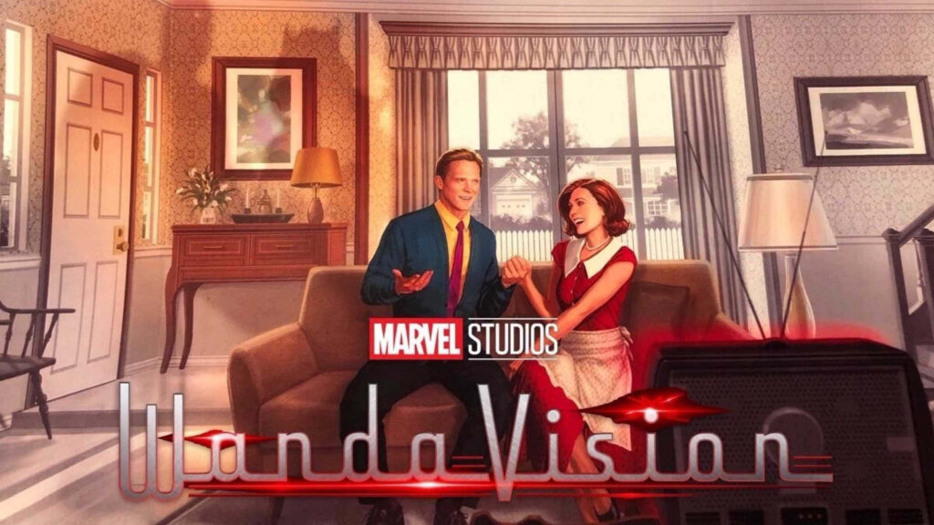 Retro Wanda & Vision Wallpaper: Vintage Sitcom-Inspired Background