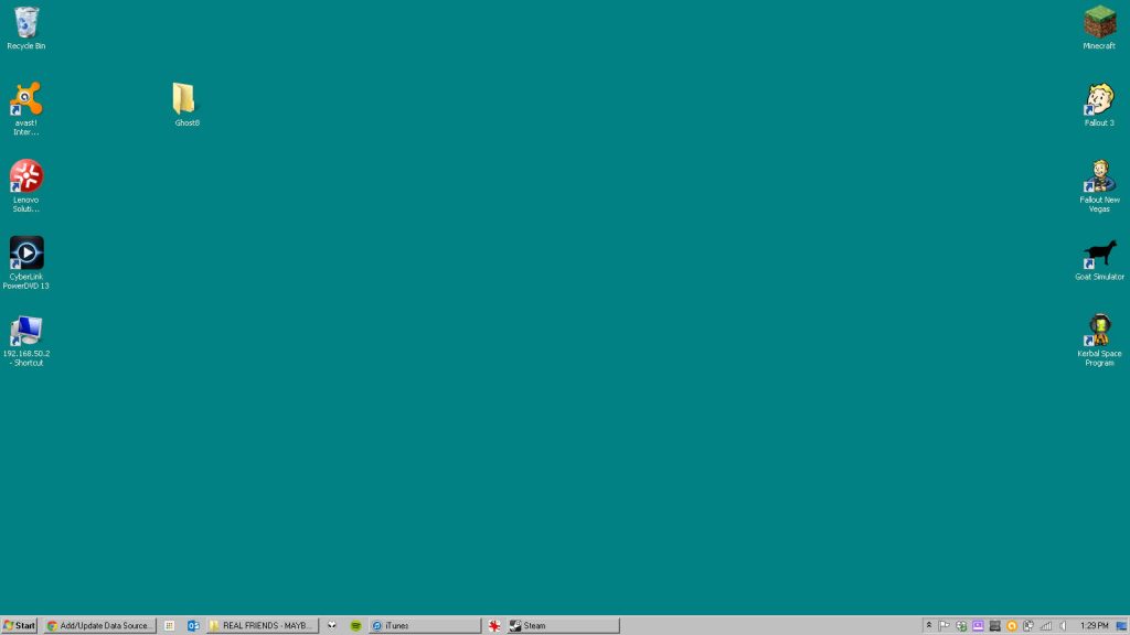 Windows 95 nostalgic wallpaper with retro teal background and modern gaming icons Fallout Minecraft