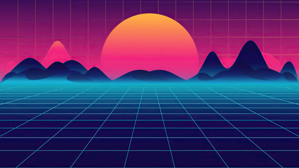 Time-Traveling through the Vibrant 80s: Groove into the Night with Retrowave's Neon-lit Aesthetic Wallpaper