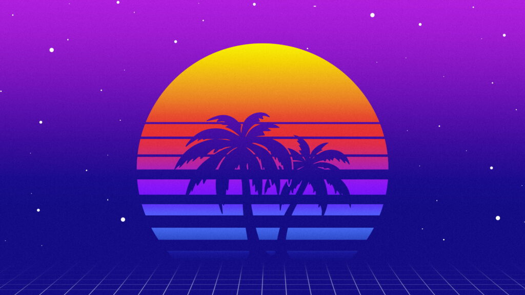 Synthwave Sunset: 4K Digital Art Wallpaper with Retrowave Vibes