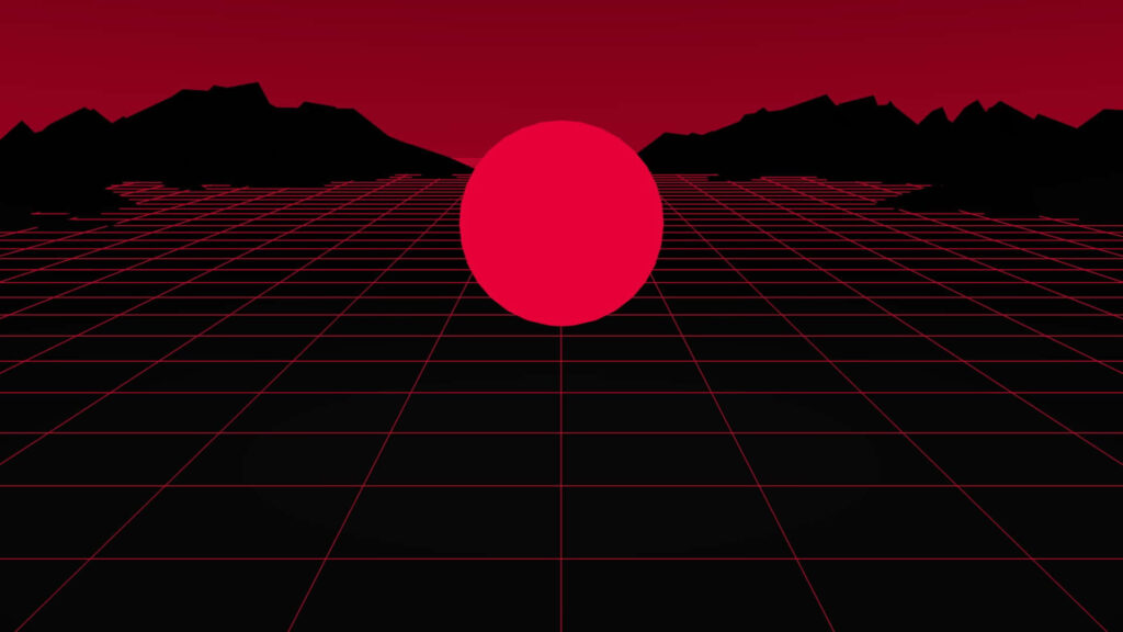 Cosmic Vibes: Retro Futurism in a Captivating Red Realm Wallpaper
