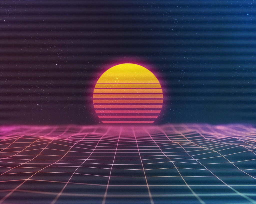 Retrowave Sunset Desktop Background Wallpaper