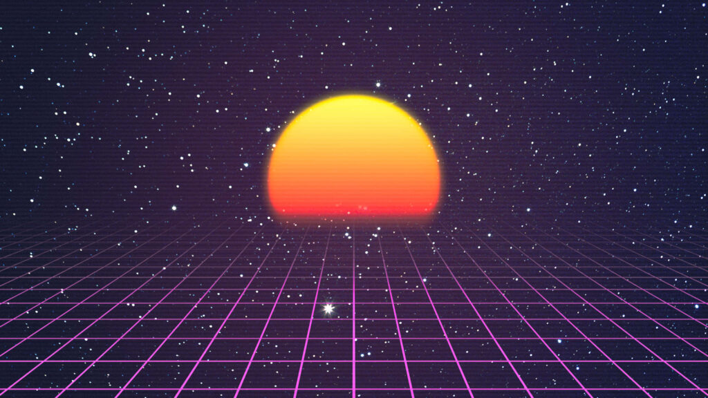 Retro Futuristic World: Immerse in a Mesmerizing Neon Delight Wallpaper