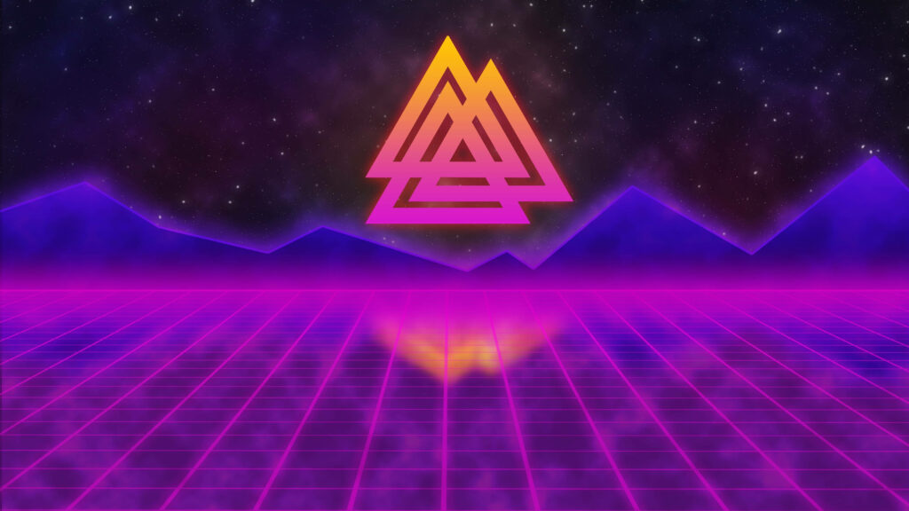Electric Dreams: Trance of Neon Geometry in a Futuristic Retrowave Landscape Wallpaper
