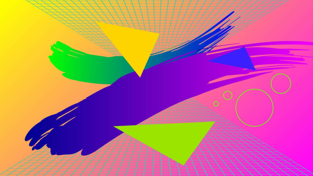 Retro Vibes: Grid Patterned Colorscape – An Eye-catching 80s Wallpaper