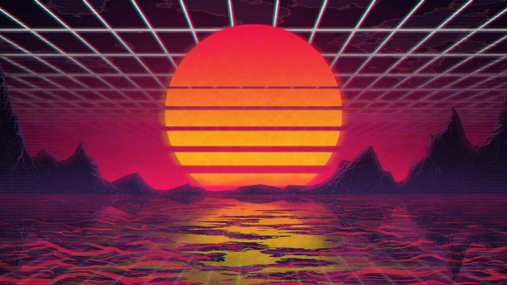 Neon Sunset Retrowave Background Wallpaper