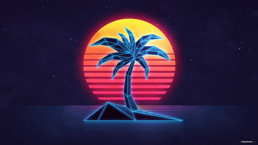 Tranquil Escape: Immersed in the Serenity of a Retro-Inspired, Tropical Hideaway Wallpaper