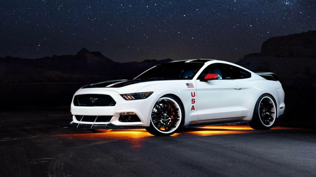 Rev Up Your Patriotic Spirit with Ford Mustang Apollo Edition Wallpaper