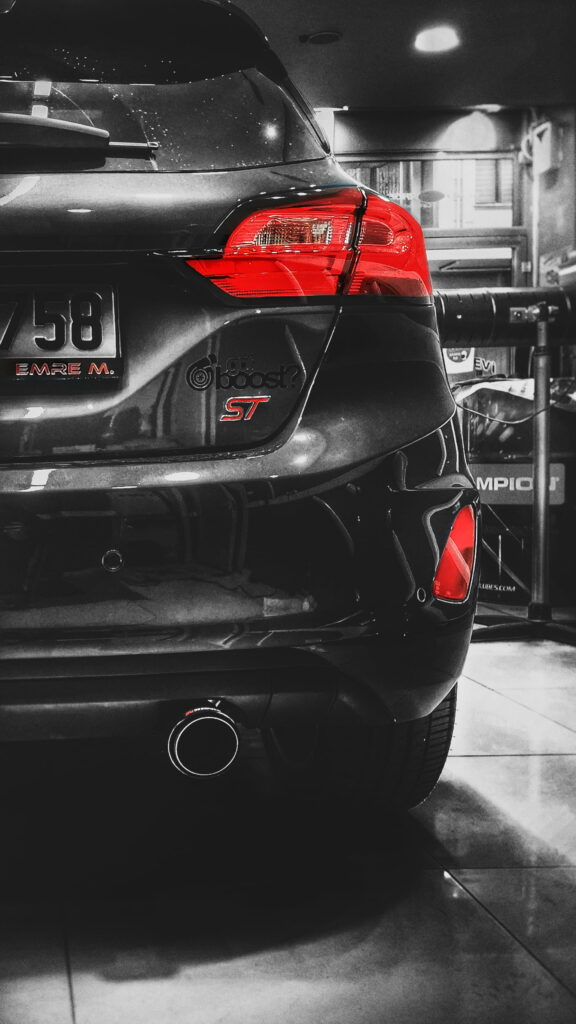 Black Beauty: Ford Fiesta ST MK8 Car Edit - A Cool, Hoot-Worthy Snapseed Photo to Make Your Phone Wallpaper Background Pop with Red Accents.