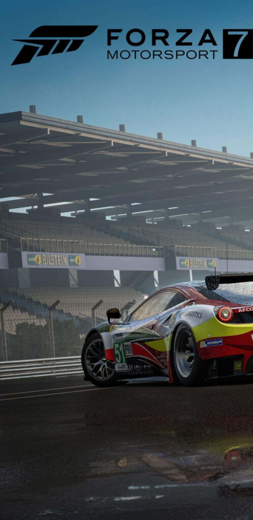 Race car speeding on track: Forza Motorsport 7 wallpaper with vibrant graphics and sleek design - high-speed motorsport thrill ⚡