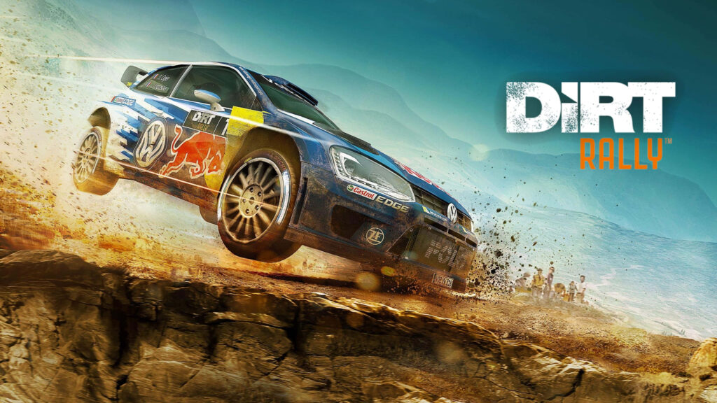 Dirt Rally Wallpaper: Aggressive Rally Car on Challenging Dirt Track with Logo, High-Energy Racing Scene in UHD 4K 3840x2160 Resolution