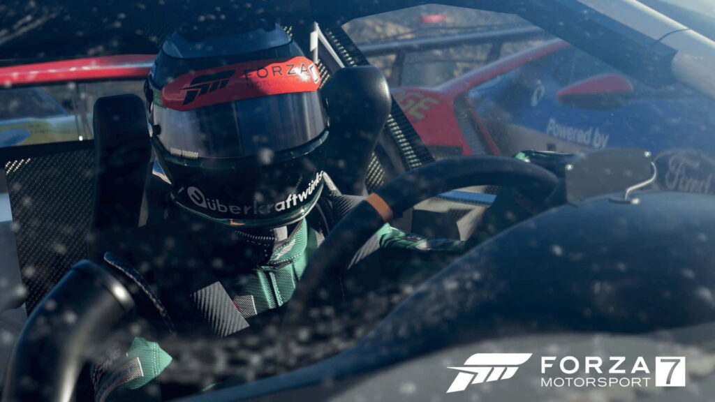 Forza Motorsport 7: Intense Racing Driver in High-Performance Car Wallpaper