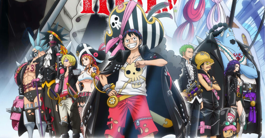 Revamped Straw Hat Pirates: A Striking Visual from One Piece Film Red's Background Wallpaper
