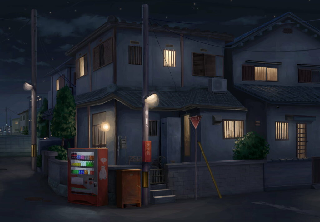 Enchanted Anime Cityscape - Nighttime Beauty Captured in HD Wallpaper