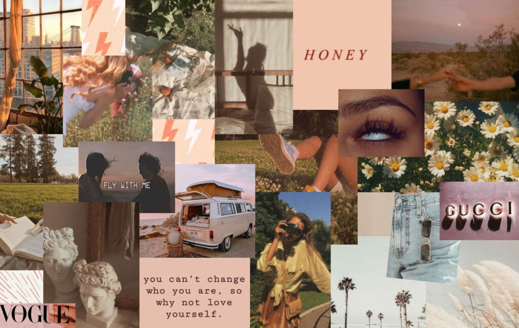 Grunge Aesthetics: Digital Skater Collage - HD Wallpaper of a Computerized College Life