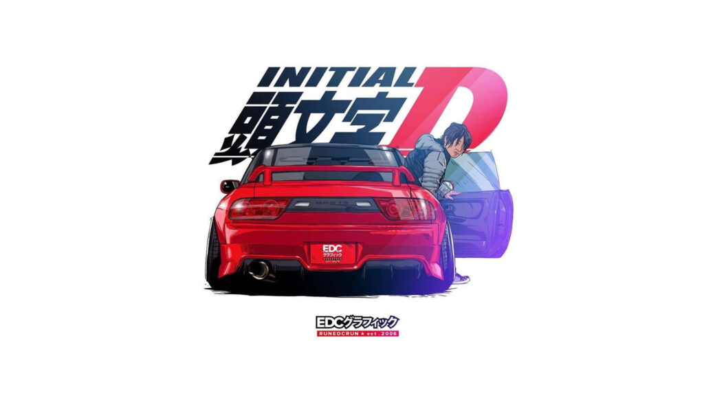 Drifting Flames: A Dynamic Visual Showcase of Initial D's JDM Anime Eruption Wallpaper