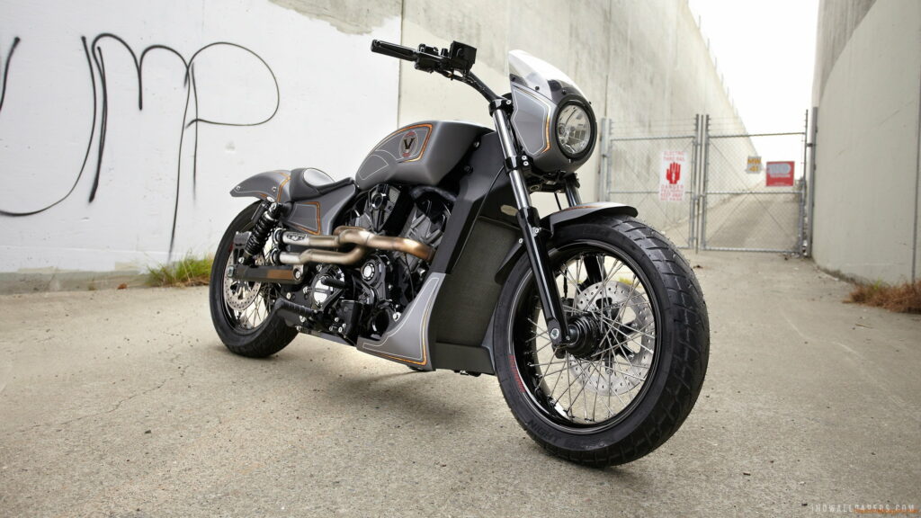 The Future of Speed: QHD Wallpaper featuring Victory Combustion Bike Concept in Action