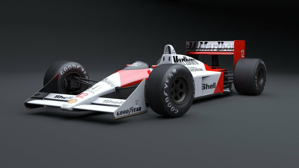Blazing Trails: The Red and White Marlboro Formula 1 Car on a Gray HD Wallpaper