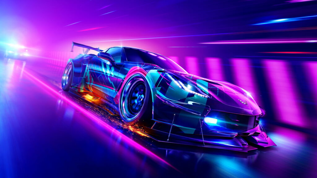 Neon Chevy Corvette in High-Speed Race Cars Photoshoot Wallpaper