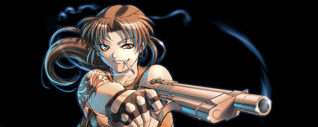Dynamic Revy Wallpaper from *Black Lagoon* - Dark Bold Background
