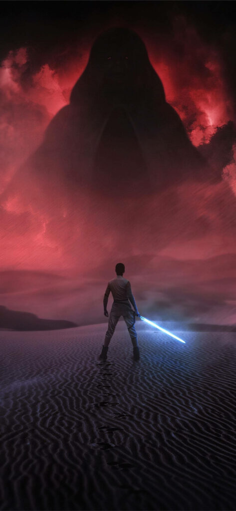 Rey Skywalker's Epic Encounter: A Desert Duel with Sidious Wallpaper
