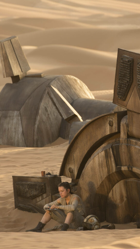 Rey's Solitude: Star Wars Iphone 6 Plus Wallpaper with Desert Daze