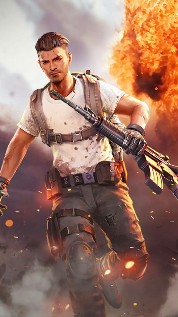 Dj Alok Rocks the Battlefield - Epic Free Fire Dj Alok Wallpaper with an Assault Rifle