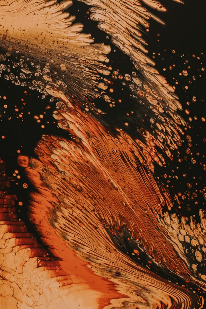 Abstract Brown Wallpaper: Dynamic Liquid Stains & Artistic Depth