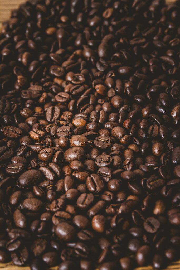Macro Close-Up Wallpaper of Rich Brown Coffee Beans Texture