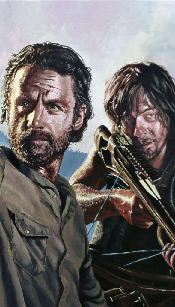 Rick & Daryl The Walking Dead iPhone Wallpaper - Zombie Apocalypse Art
