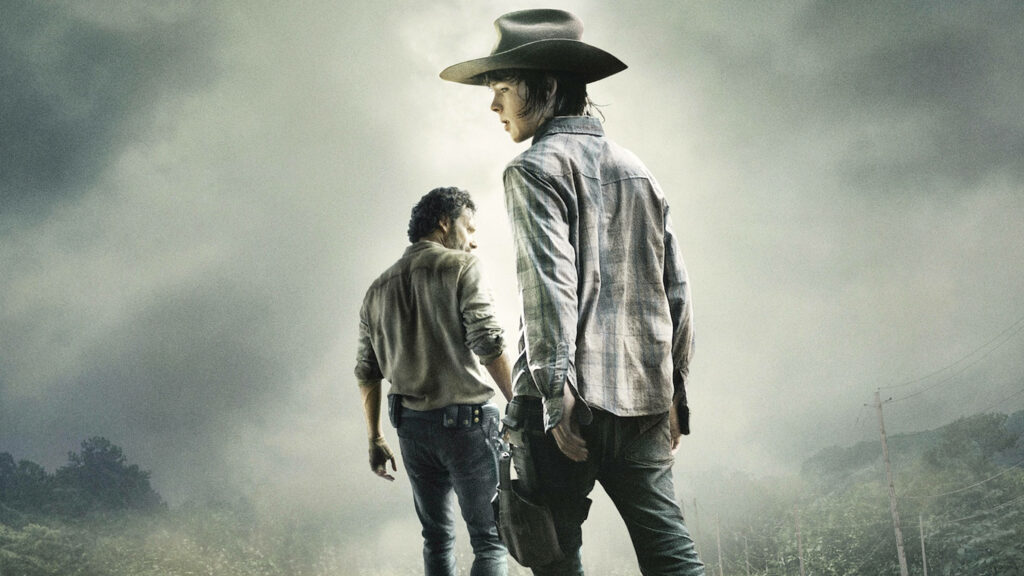 Intense Walking Dead Wallpaper: Rick & Carl in a Misty Apocalypse