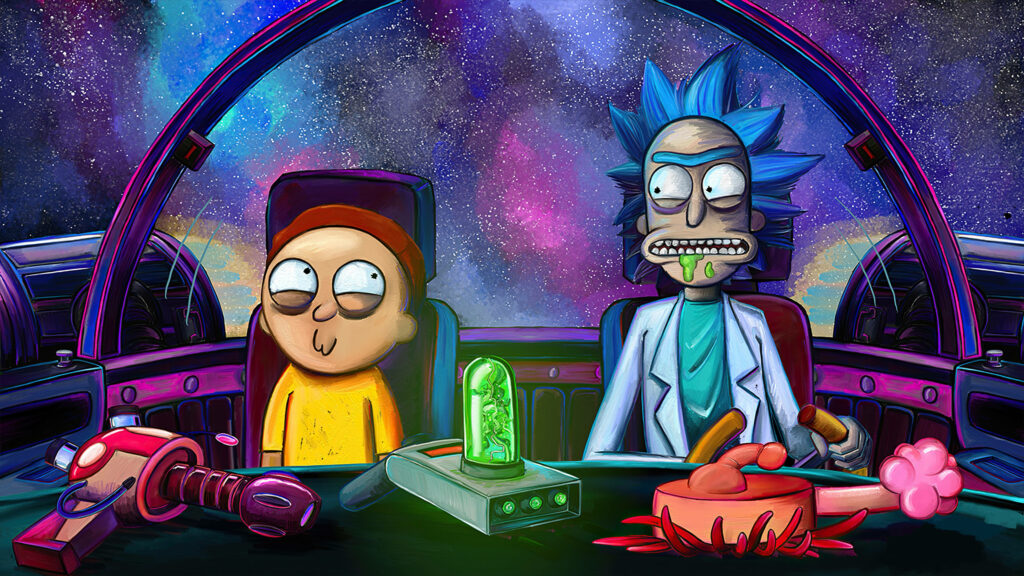Exploring the Cosmos: Rick and Morty's Epic Space Adventure Wallpaper