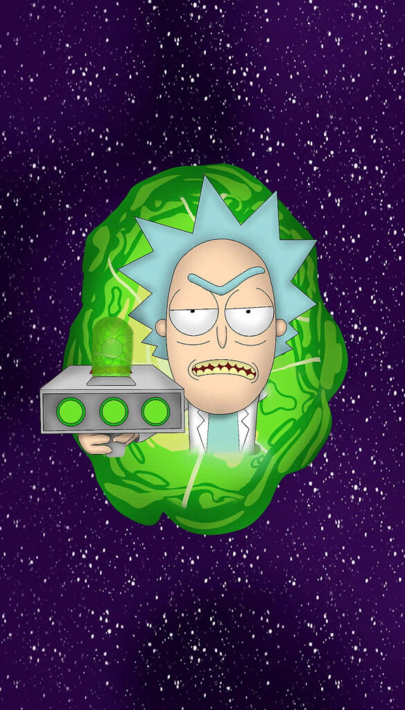 Rick and Morty Explore Bizarre Dimensions in an Epic Portal Adventure Wallpaper