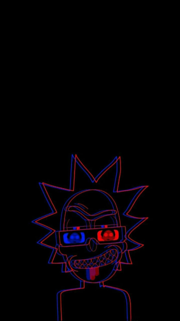 Psychedelic Rick: Mesmerizing Wallpaper featuring Rick from Rick and Morty Rocking 3D Shades