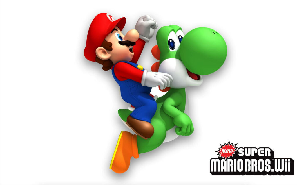 Unleashing the Power: Super Mario Bros and Yoshi's Epic Ride in Stunning Wallpaper