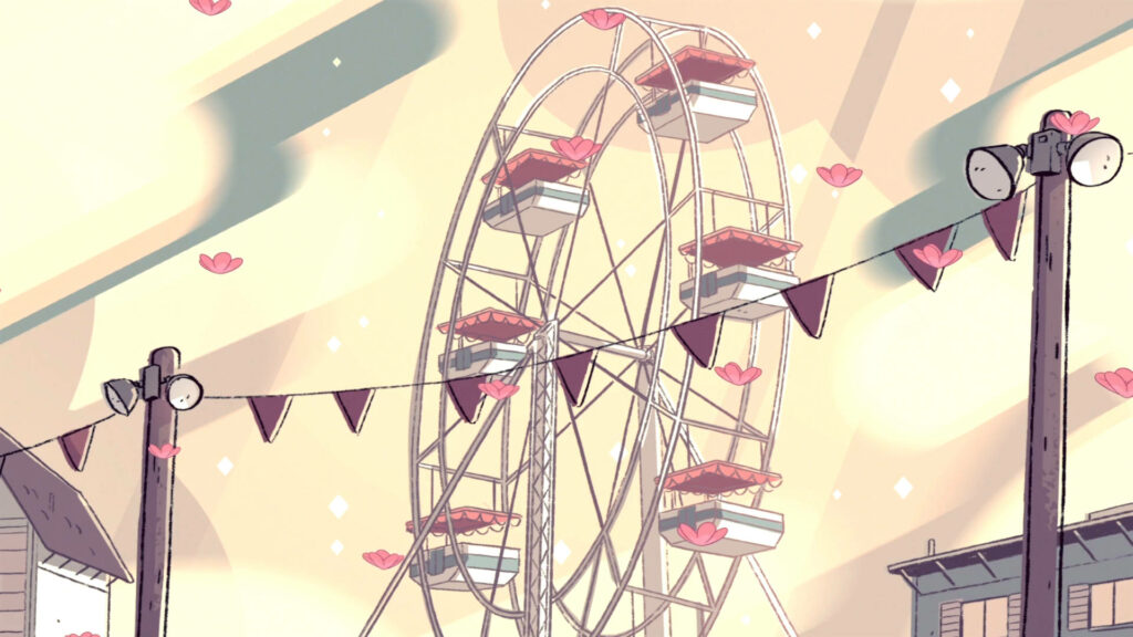 Ride into Adventure: Ferris Wheel Fun in Steven Universe iPad Wallpaper