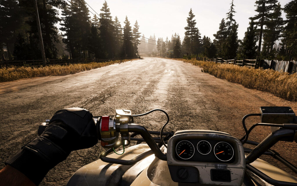 Bike Chase: Adventuring through Hope County in Far Cry 5 Wallpaper in QHD 2K 2880x1800 Resolution