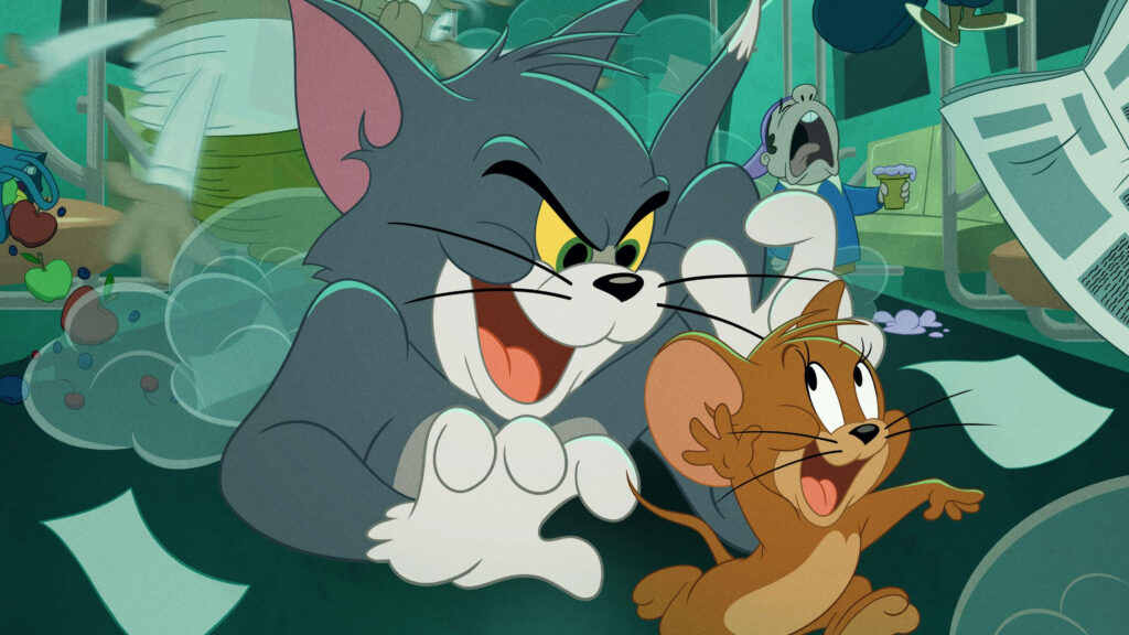 The Great NYC Escape: Tom and Jerry's Aesthetic Train Chase Wallpaper