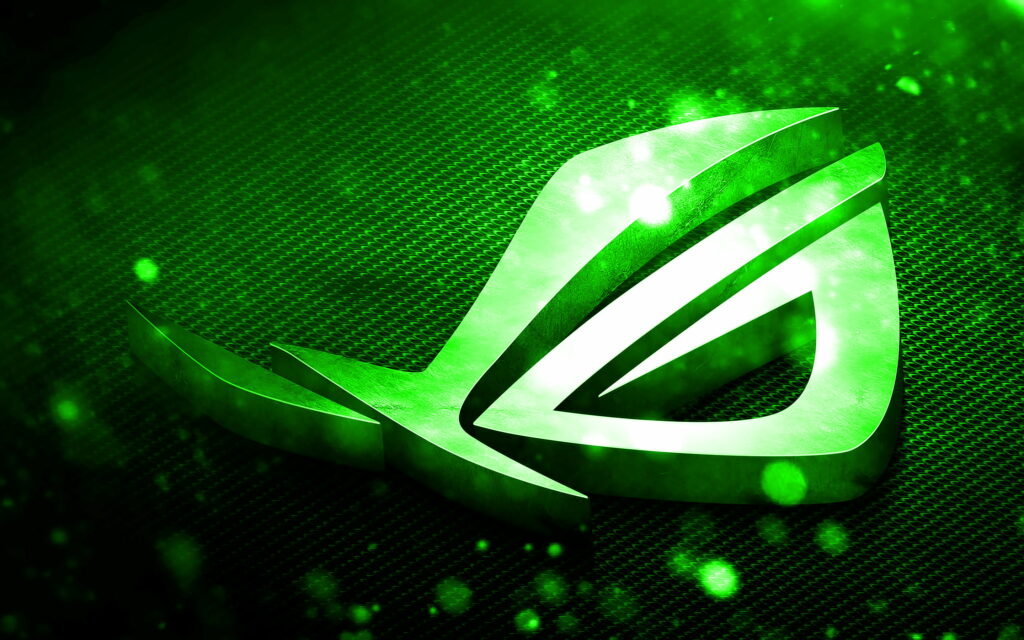 Gaming Power Unleashed: ASUS RoG Logo Shines in Striking Green 3D Art Wallpaper