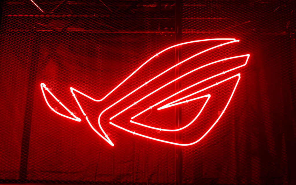 Dynamic Metal Grid: A Neon RoG Delight in 3D Art Wallpaper