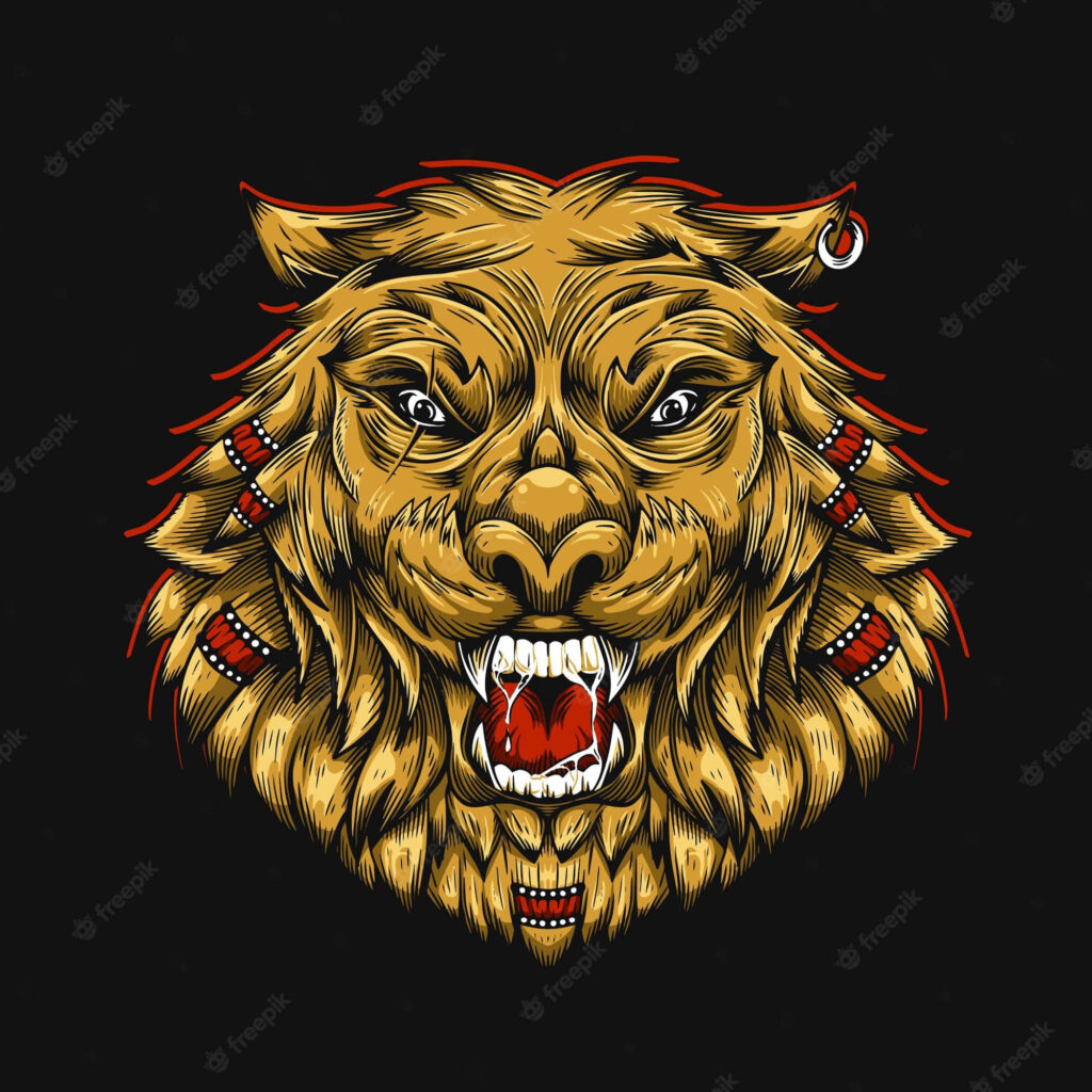 Intricate Roaring Lion Wallpaper: King of the Jungle Design