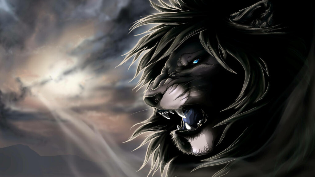 Regal Majesty: An Impressive 3D Lion Background for Your Mobile - Striking Black Roaring Lion Wallpaper