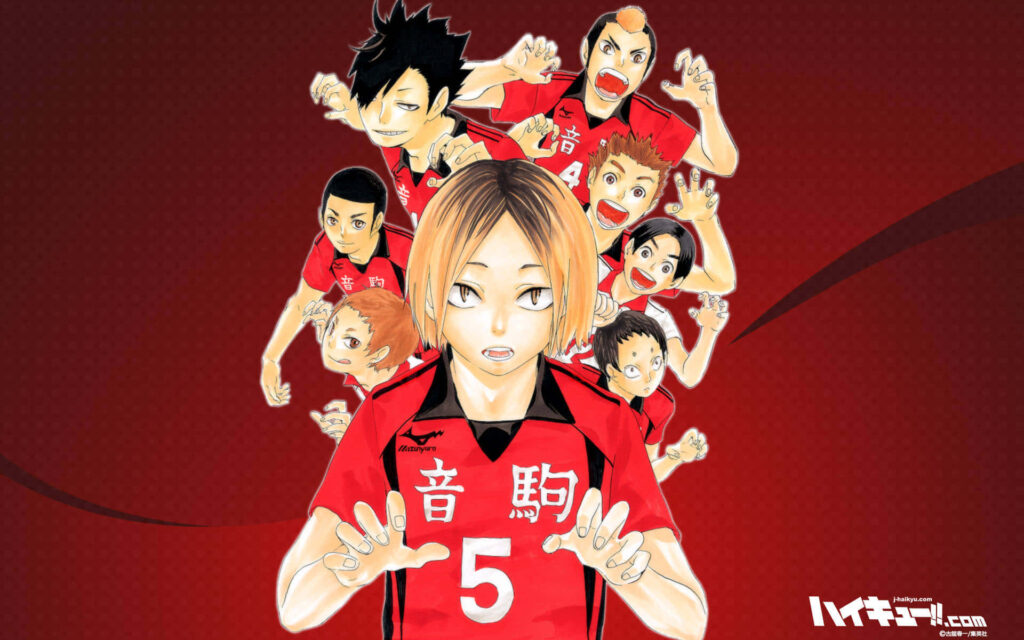 Dynamic Volleyball Spirit: Haikyuu Nekoma Team's Vibrant Background Image Wallpaper