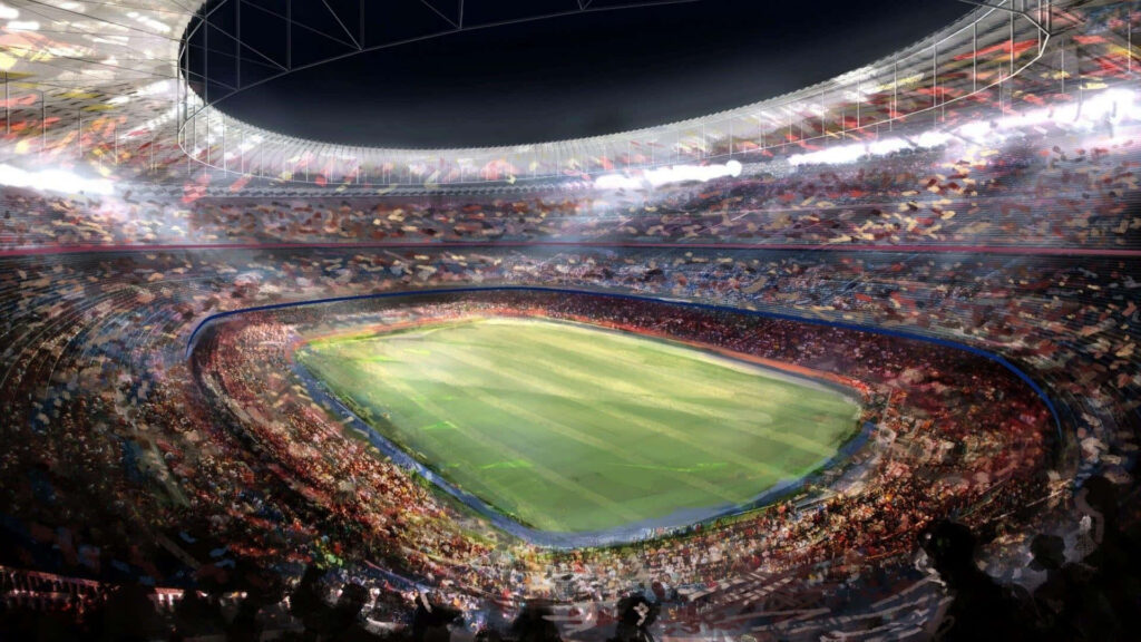 The Enchanting Spectacle: A Vibrant Soccer Stadium Filled with Passionate Fans Wallpaper