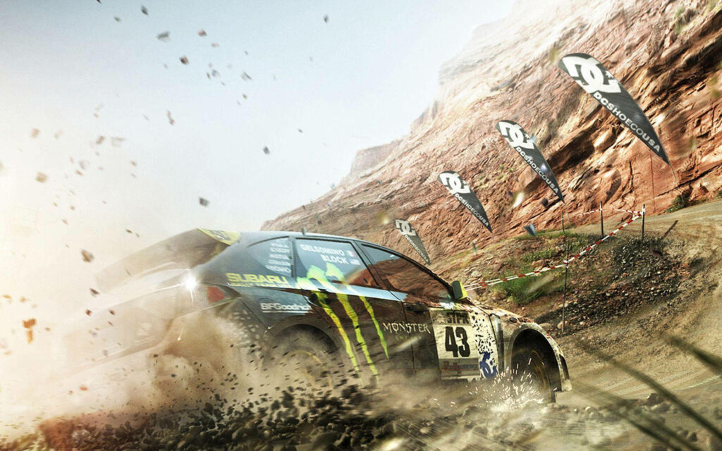 Epic Subaru Impreza Drifts Through Dirt 3 Racing Circuit, Kicking Up Roaring Rock Showers Wallpaper