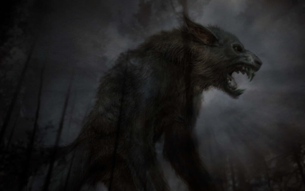 Fierce Roaring Wolf Wallpaper: Dramatic Background Art