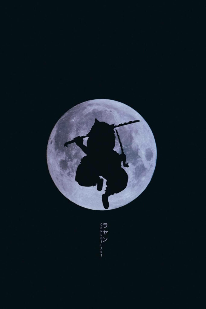 Roar of the Demon Slayer: Inosuke's Dark Moon Phone Wallpaper